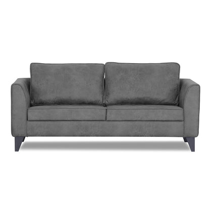 Adorn India Enzo Decent Premium Leatherette Suede 3 Seater Sofa (Grey)