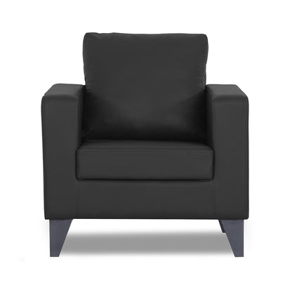 Adorn India Straight line Plus Leatherette 1 Seater Sofa (Black) (3 Year Warranty)