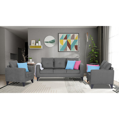 Adorn India Straight line Plus Premium Leatherette Suede 3+2+1 6 Seater Sofa Set (Grey) (3 Year Warranty)