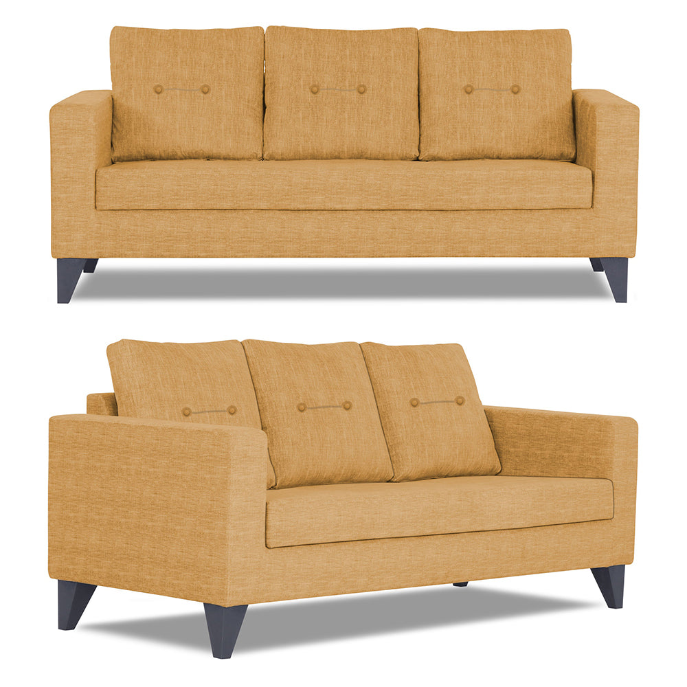 Adorn India Hallton Tufted 3-2 Five Seater Sofa Set (Beige) (3 Year Warranty)