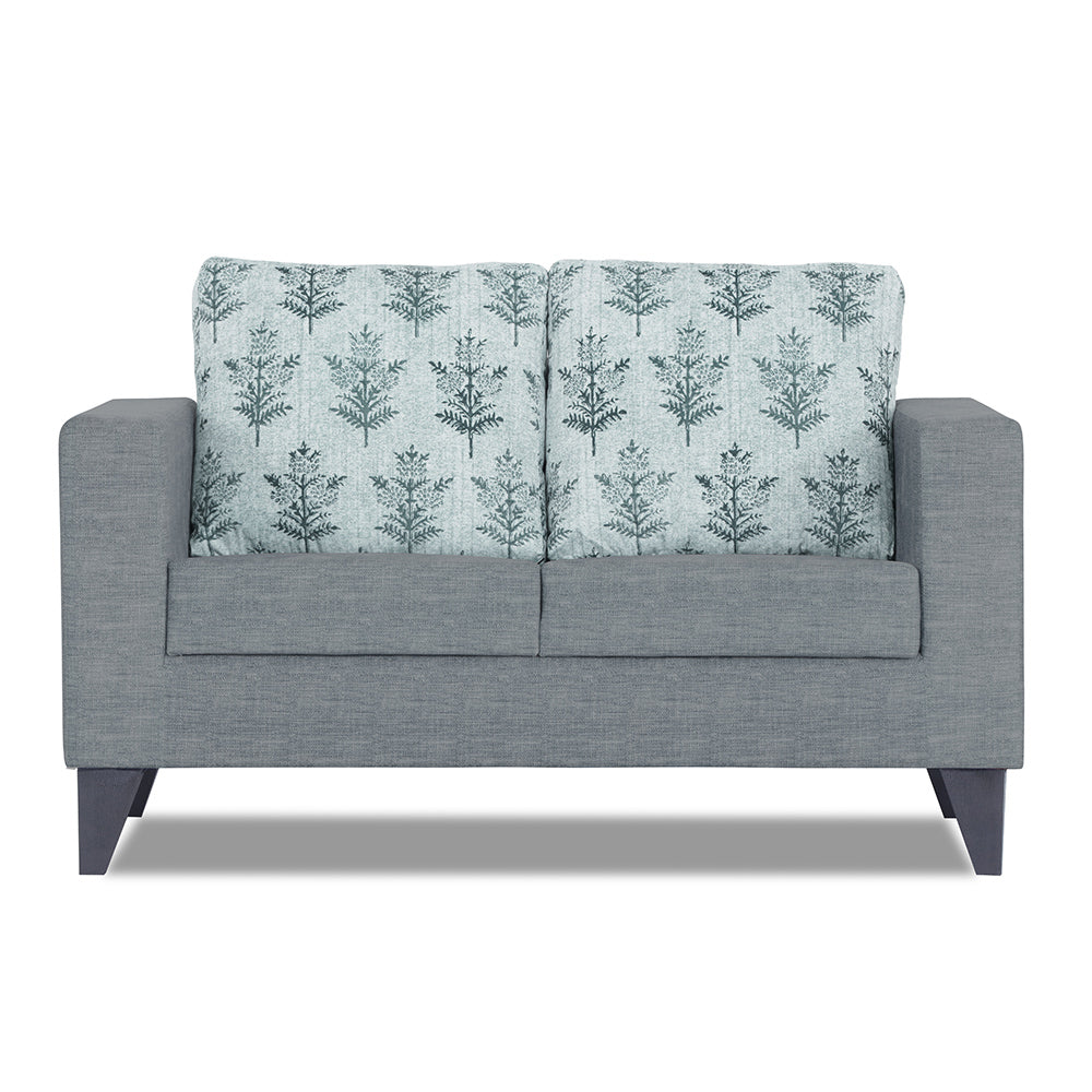 Adorn India Straight line Plus Leaf 2 Seater Sofa (Grey) (3 Year Warranty)