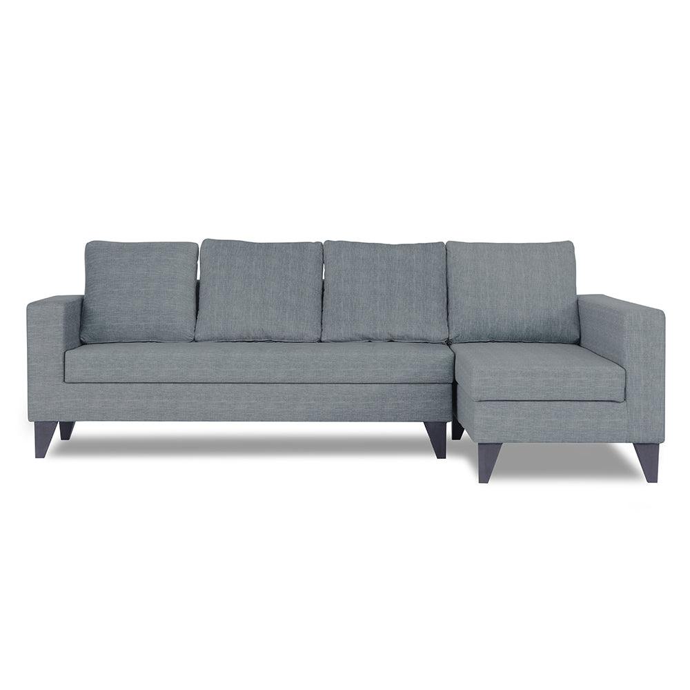 Adorn India Beetle Plus Stripes L Shape 6 Seater Sofa Set (Right Hand Side) (Grey) (3 Year Warranty)