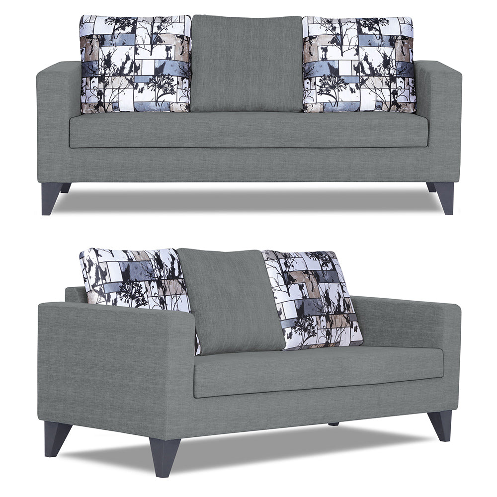 Adorn India Hallton Digitel Print Cushion 3+2+1 6 Seater Sofa Set (Grey) (3 Year Warranty)