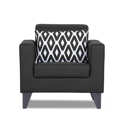 Adorn India Bladen Leatherette 1 Seater Sofa (Black)