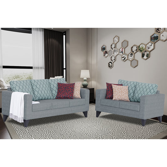 Adorn India Straight line Plus Blossom 3+2 5 Seater Sofa Set (Grey) (3 Year Warranty)
