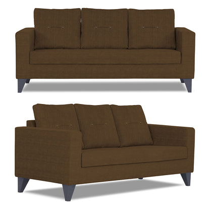 Adorn India Hallton Tufted 3+2 5 Seater Sofa Set (Brown) (3 Year Warranty)