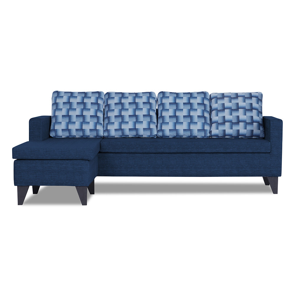 Adorn India Calloway Bricks L Shape 5 Seater Sofa Set (Left Hand Side) (Blue)