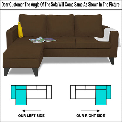 Adorn India Chandler Plain L Shape 4 Seater Wood Sofa Set (Brown) (3 Year Warranty)
