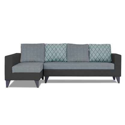 Adorn India Beetle Plus Blossom L Shape 6 Seater Sofa Set (Left Hand Side) (Black & Grey) (3 Year Warranty)