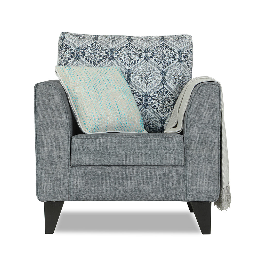 Adorn India Cortina Damask 1 Seater Sofa (Grey)