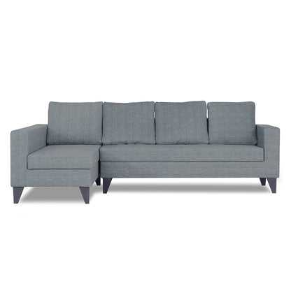 Adorn India Beetle Plus Stripes L Shape 6 Seater Sofa Set (Left Hand Side) (Grey) (3 Year Warranty)
