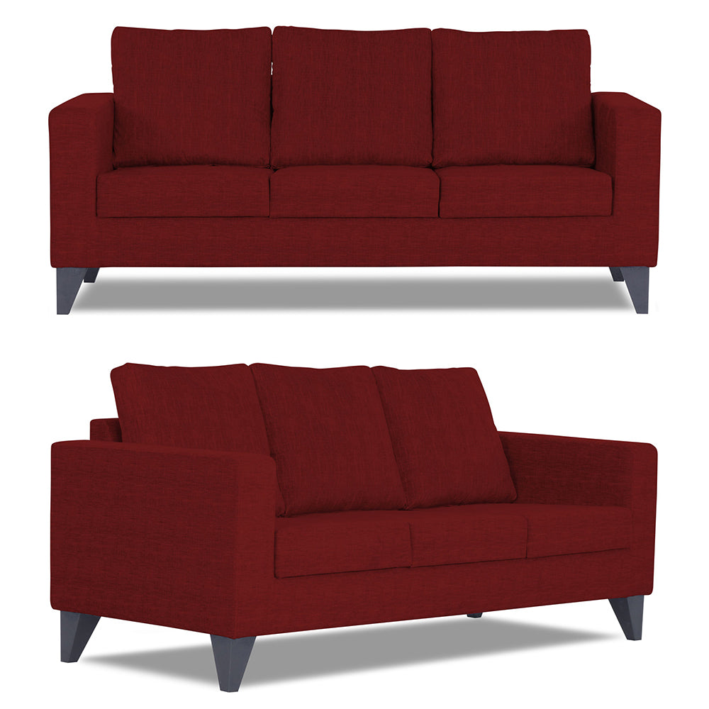 Adorn India Straight Line Plus Decent 3+2 5 Seater Sofa Set (Maroon) (3 Year Warranty)