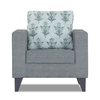 Adorn India Straight line Plus Leaf 1 Seater Sofa (Grey) (3 Year Warranty)