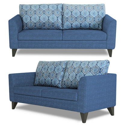 Adorn India Cortina Damask (3 Years Warranty) 3+1+1 5 Seater Sofa Set with Centre Table (Blue) Modern