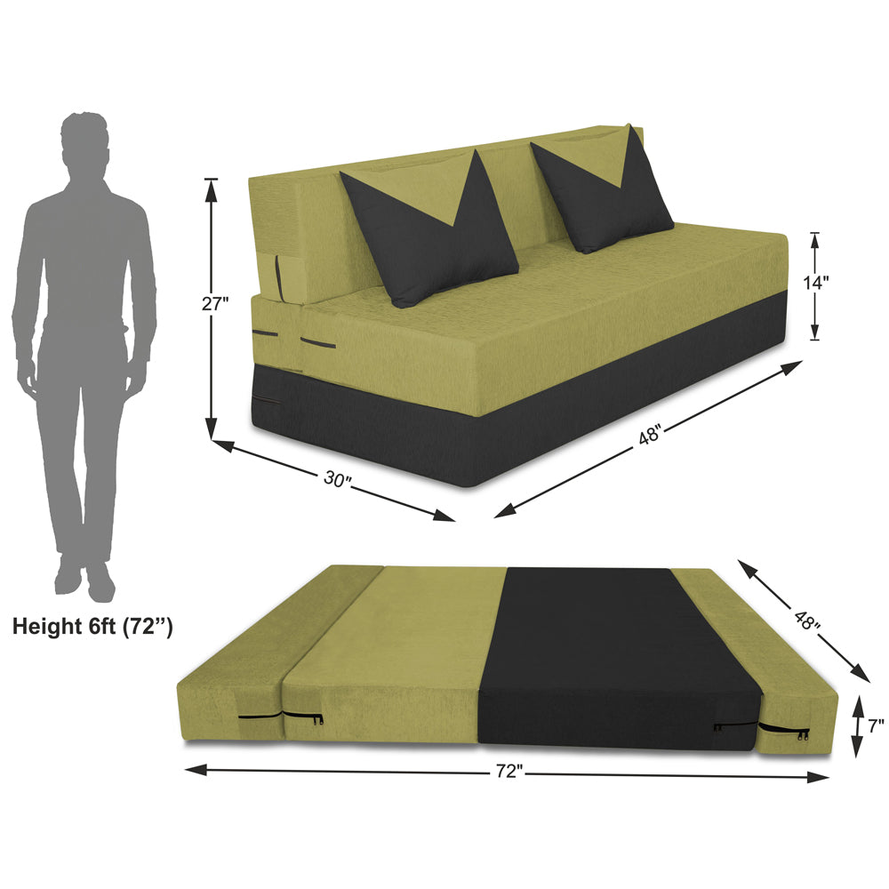 Adorn India Easy Boom 2 Seater Sofa Cum Bed 4 x 6 (Green & Black) (1 Year Warranty)