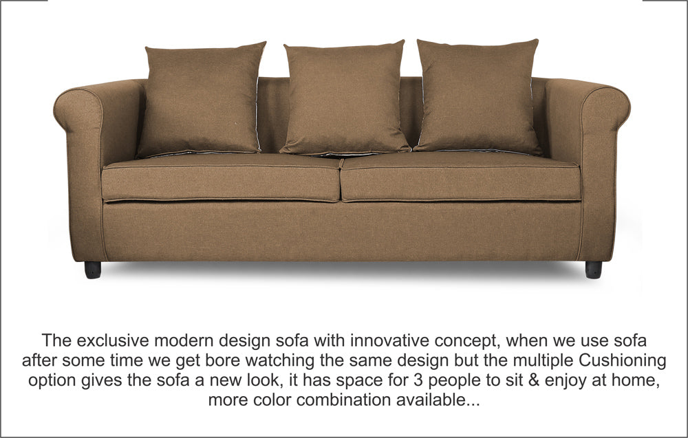 Adorn India Magnum 3 Seater Sofa (Camel)