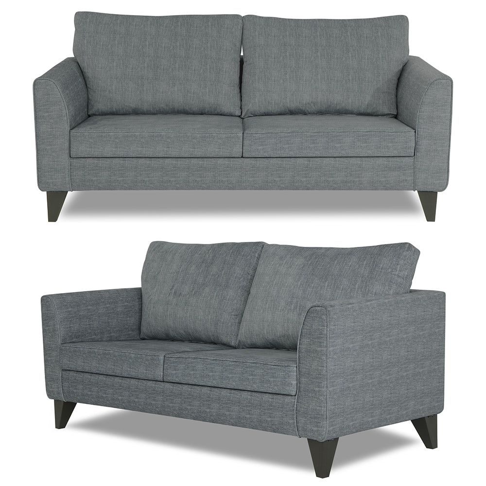 Adorn India Enzo Decent 3+2 5 Seater Sofa Set with Centre Table (Grey)
