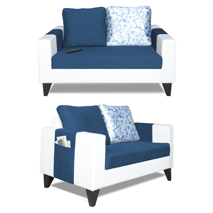 Adorn India Ashley Digitel Print Leatherette Fabric 2 Seater Sofa (Blue & White) (3 Year Warranty)