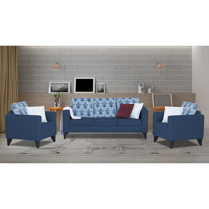 Adorn India Straight line Plus Leaf 3+1+1 5 Seater Sofa Set (Blue)(3 Year Warranty)