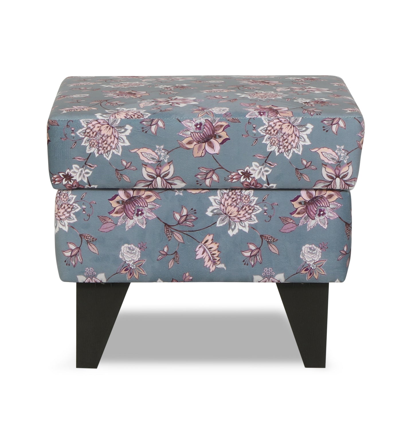 Adorn India Christoper 1 Seater Floral Print Puffy (Grey)