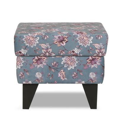 Adorn India Christoper 1 Seater Floral Print Puffy (Grey)