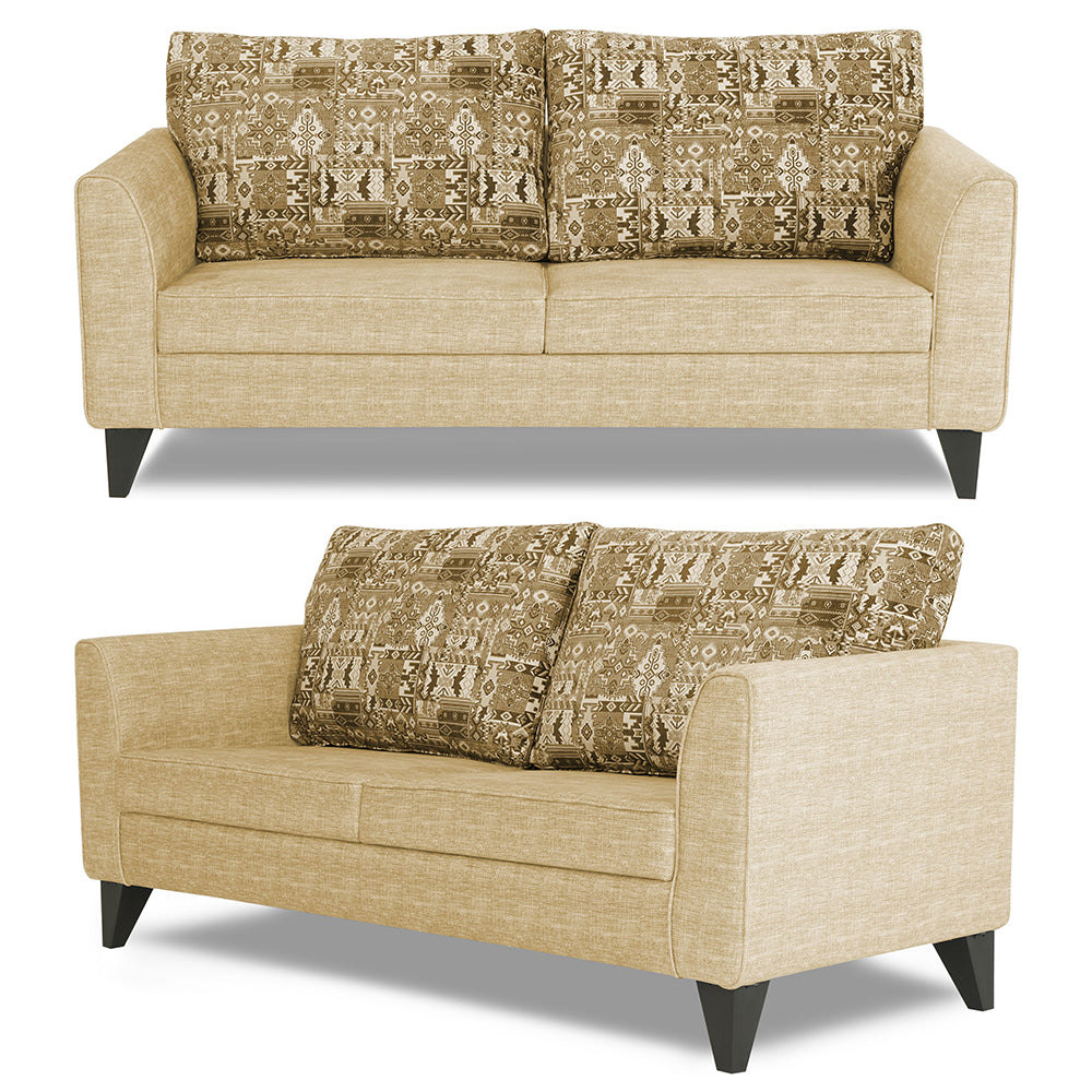 Adorn India Sheldon Crafty 3+2 5 Seater Sofa Set with Centre Table (Beige)