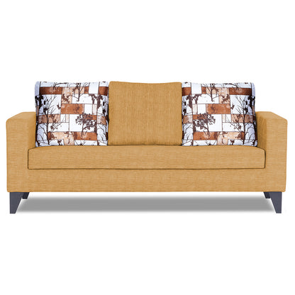 Adorn India Hallton Digital Print Cushion 3 Seater Sofa (Beige) (3 Year Warranty)