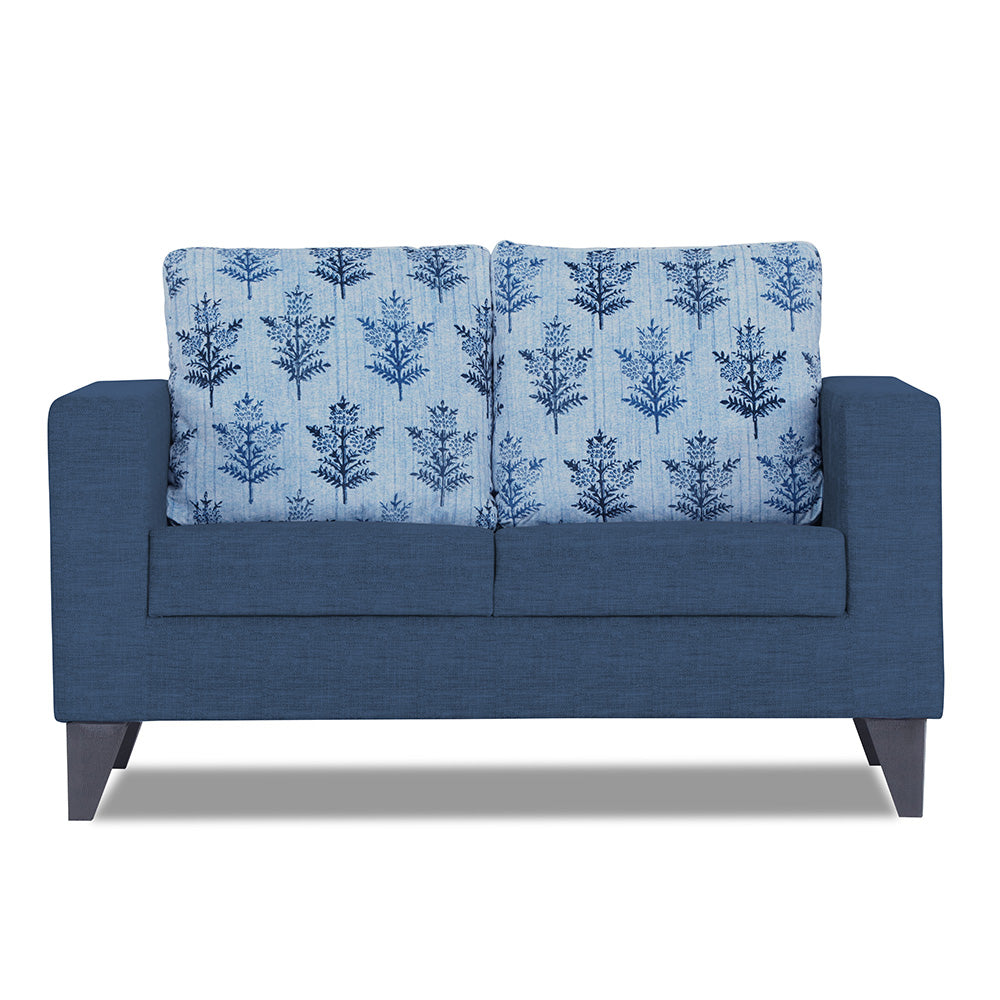 Adorn India Straight line Plus Leaf 2 Seater Sofa (Blue) (3 Year Warranty)