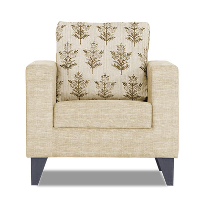 Adorn India Straight line Plus Leaf 1 Seater Sofa (Beige) (3 Year Warranty)