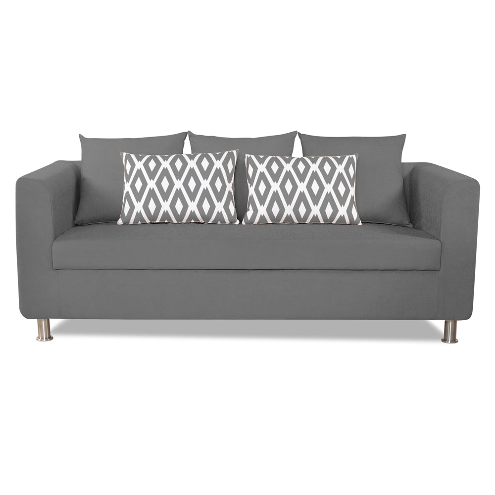 Adorn India Poland 3 Seater Sofa (Grey)