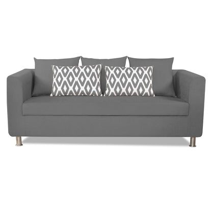 Adorn India Poland 3 Seater Sofa (Grey)