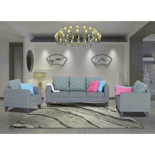 Adorn India Straight line Plus Blossom 3+2+1 6 Seater Sofa Set (Grey) (3 Year Warranty)