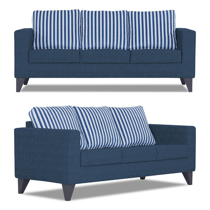 Adorn India Straight Line Plus Stripes 3+1+1 5 Seater Sofa Set (Blue) (3 Year Warranty)