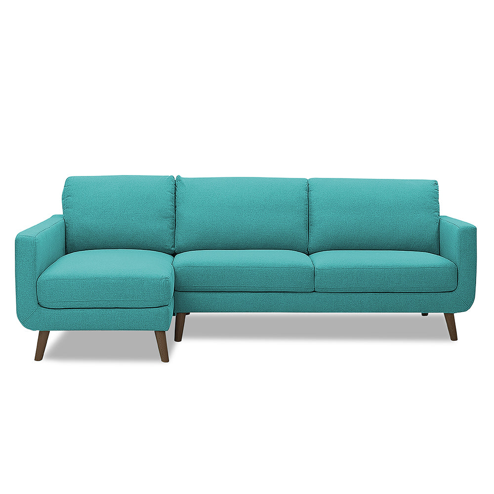 Adorn India Damian L Shape 6 Seater Sofa Set LHS (Aqua Blue) (3 Year Warranty)