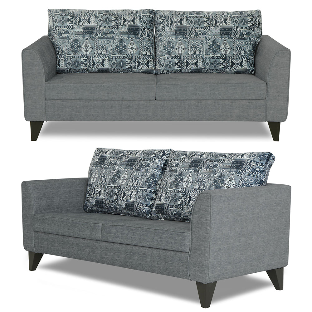 Adorn India Sheldon Crafty 3+1+1 5 Seater Sofa Set with Centre Table (Grey)