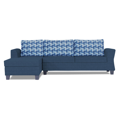 Adorn India Valencia Plus Bricks L Shape 6 Seater Sofa Set (Left Hand Side) (Blue)