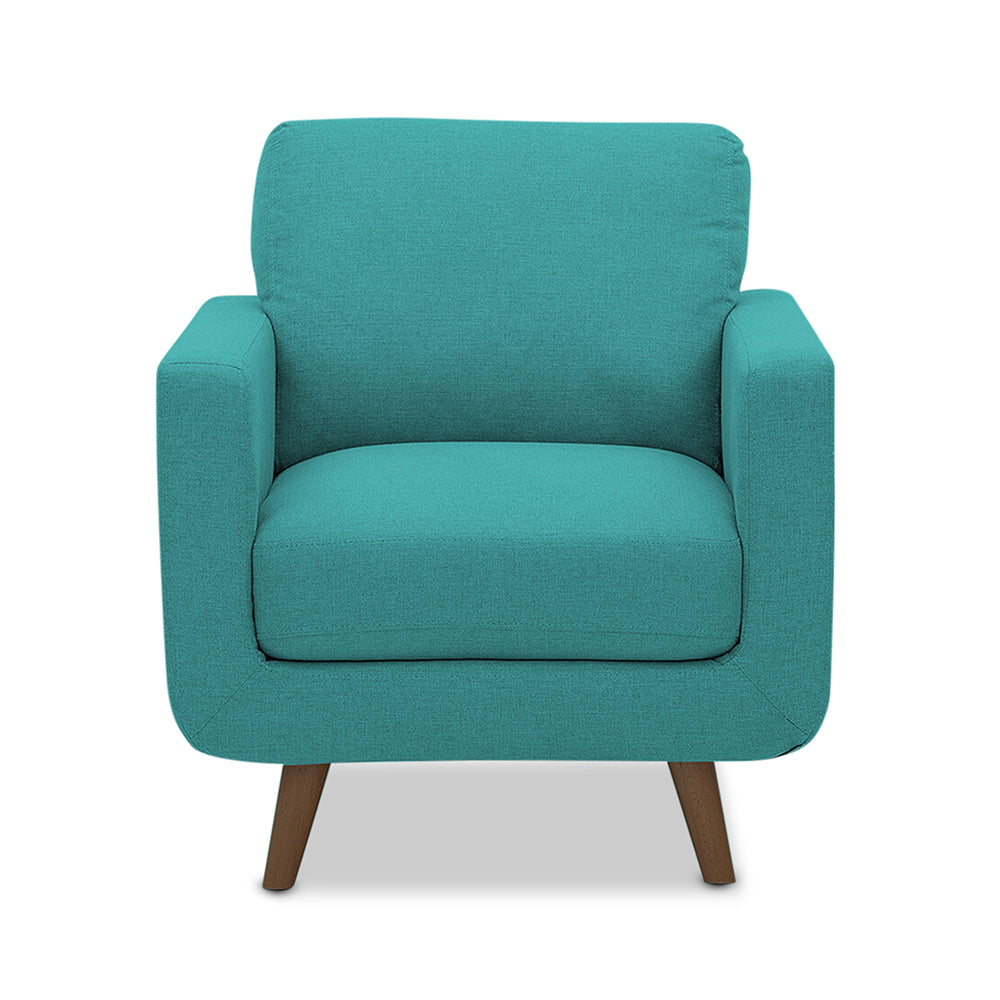 Adorn India Damian 1 Seater Sofa (Aqua Blue) (3 Year Warranty)