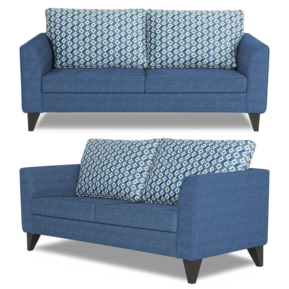 Adorn India Tornado Bricks 3+2+1 6 Seater Sofa Set with Centre Table (Blue)