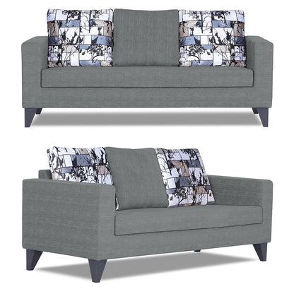 Adorn India Hallton Digitel Print Cushion 3+2 5 Seater Sofa Set (Grey) (3 Year Warranty)