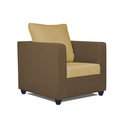Adorn India Zink 1 Seater Sofa (Brown & Beige)