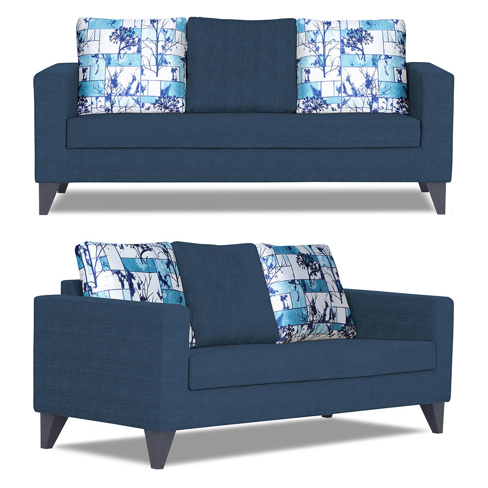 Adorn India Hallton Digitel Print Cushion 3+2+1 6 Seater Sofa Set (Blue) (3 Year Warranty)