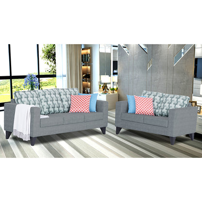 Adorn India Straight line Plus Bricks 3+2 5 Seater Sofa Set (Grey) (3 Year Warranty)
