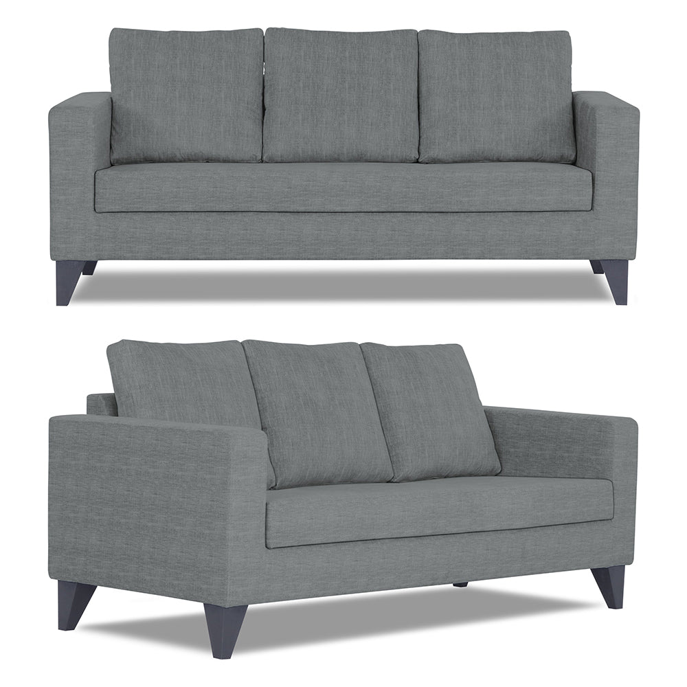 Adorn India Hallton Plain 3-1-1 5 Seater Sofa Set (Grey) (3 Year Warranty)