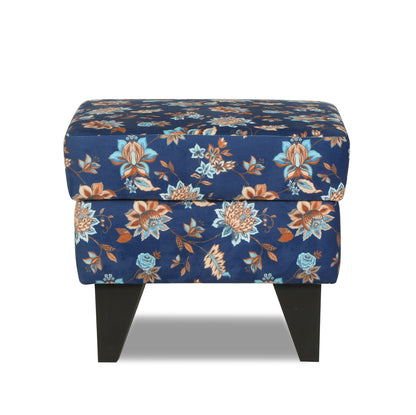 Adorn India Christopher 1 Seater Wing Chair Floral Print with Puffy (Blue)