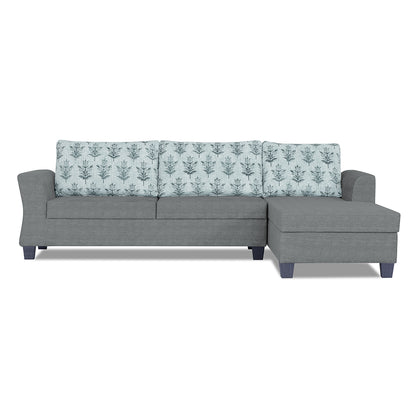 Adorn India Valencia Plus L Shape 6 Seater Sofa Set Leaf (Right Hand Side) (Grey)