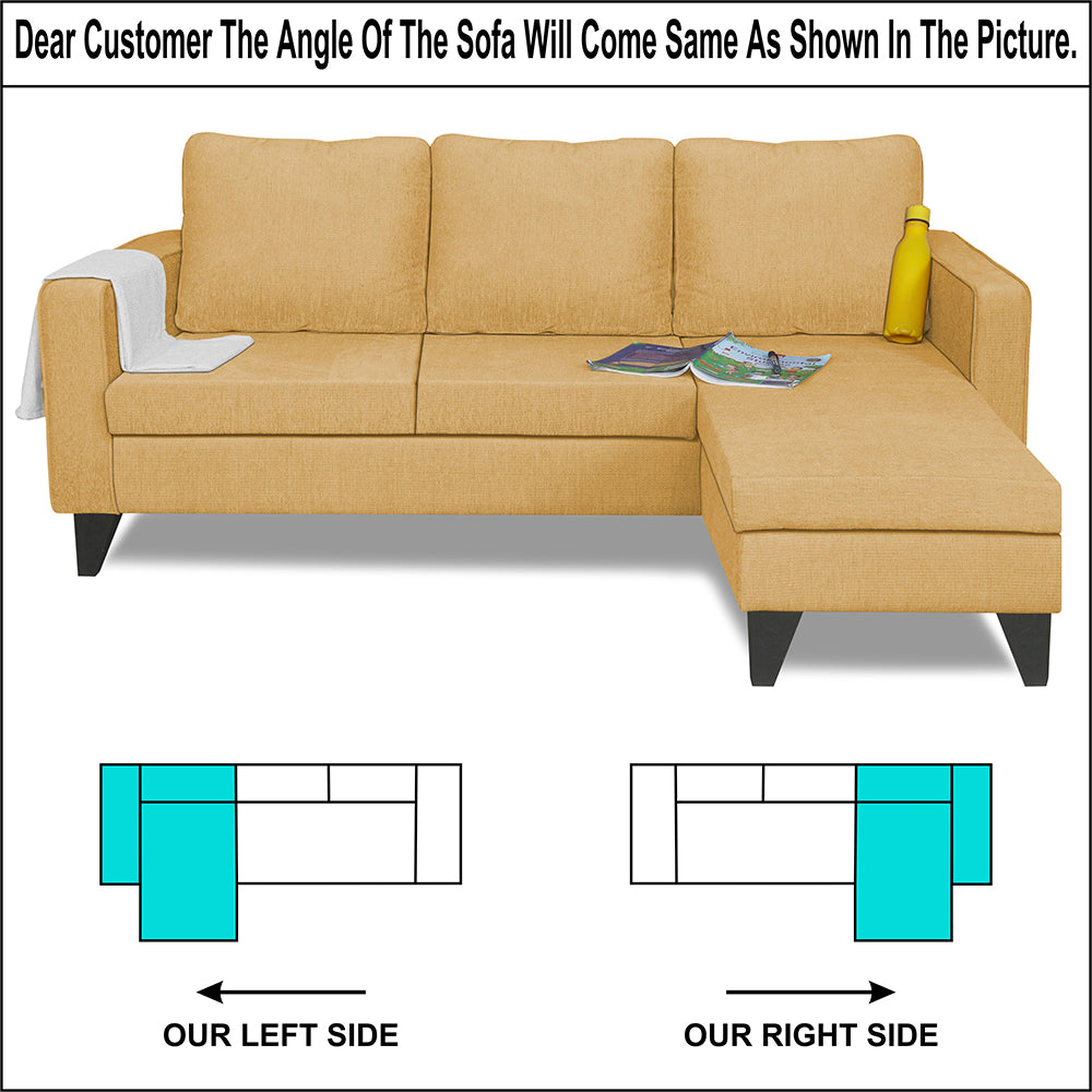 Adorn India Chandler Plain L Shape 4 Seater Sofa Set (Beige) (3 Year Warranty)