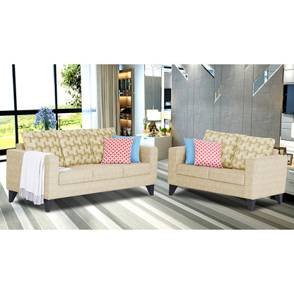 Adorn India Straight line Plus Bricks 3+2 5 Seater Sofa Set (Beige) (3 Year Warranty)