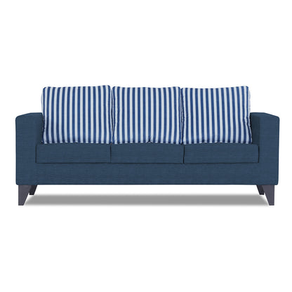 Adorn India Straight Line Plus Stripes 3 Seater Sofa (Blue) (3 Year Warranty)