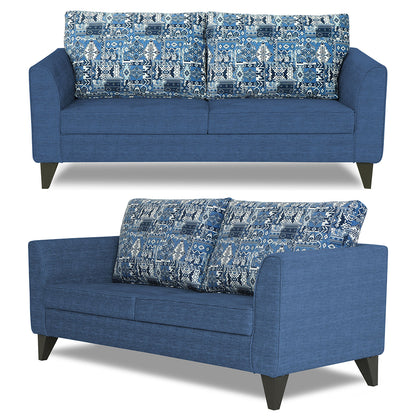 Adorn India Sheldon Crafty 3+2 5 Seater Sofa Set with Centre Table (Blue)