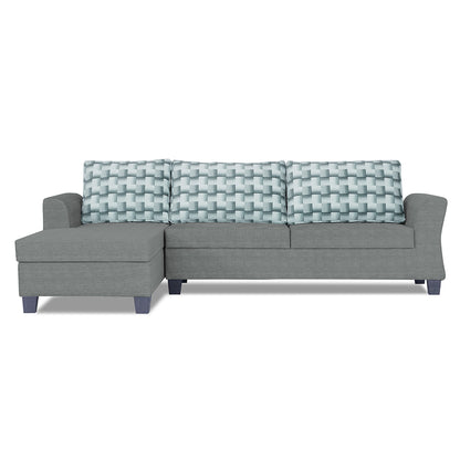 Adorn India Valencia Plus Bricks L Shape 6 Seater Sofa Set (Left Hand Side) (Grey)
